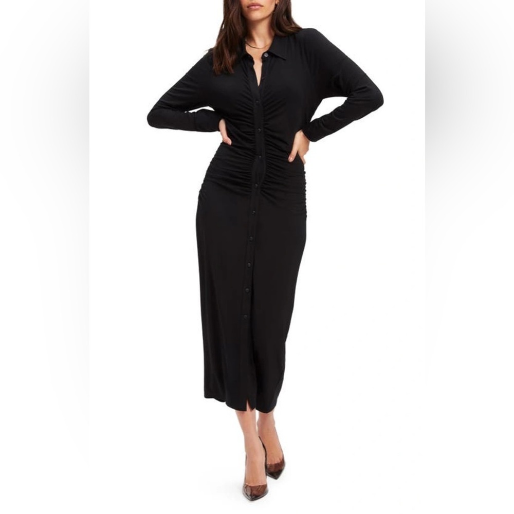 Good AMERICAN BUTTON FRONT MIDI DRESS